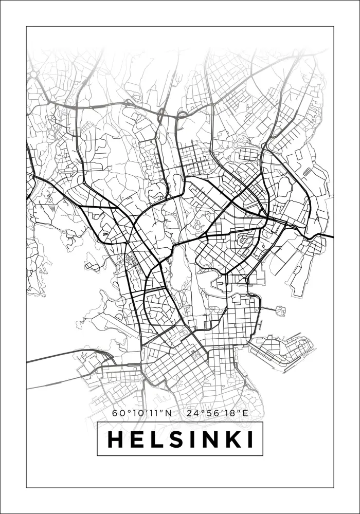 Karta - Helsinki - Bijelo Plakat