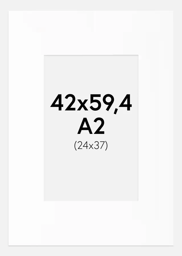 Paspartu Bijelo Standardni Bijeli unutarnji rub A2 42x59,4 cm (24x37)