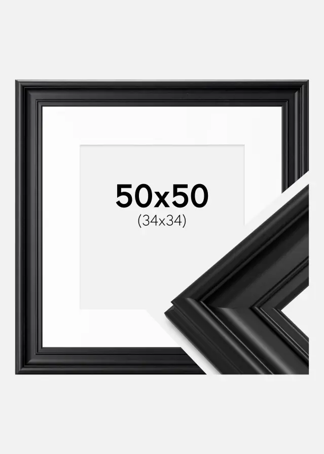 Okvir Mora Premium Crno 50x50 cm - Paspartu Bijelo 35x35 cm