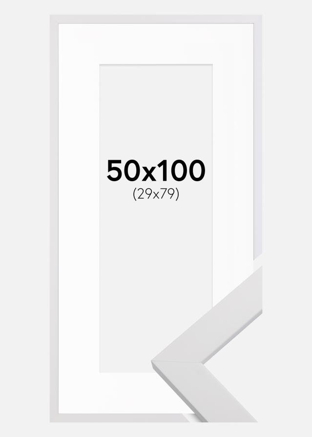 Okvir White Wood 50x100 cm - Paspartu Bijelo 30x80 cm
