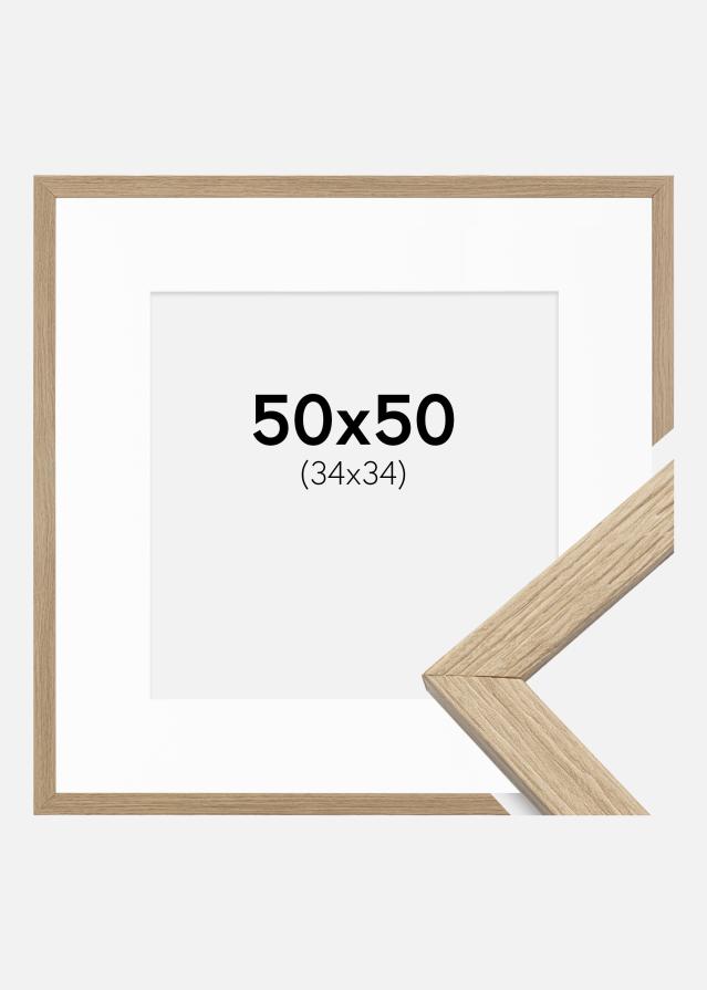 Okvir Profinjeni Hrast 50x50 cm - Paspartu Bijelo 35x35 cm