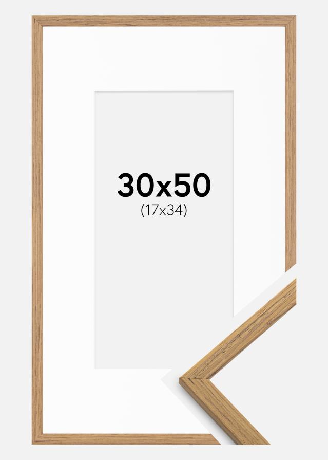 Okvir Edsbyn Tikovina 30x50 cm - Paspartu Bijelo 18x35 cm