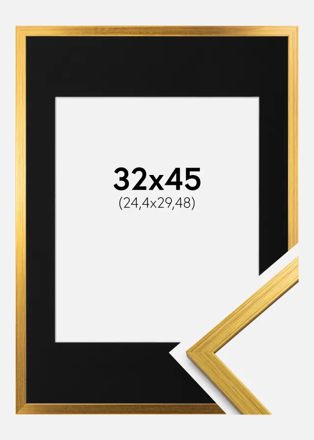 Okvir Edsbyn Zlato 32x45 cm - Paspartu Crno 10x12 inches