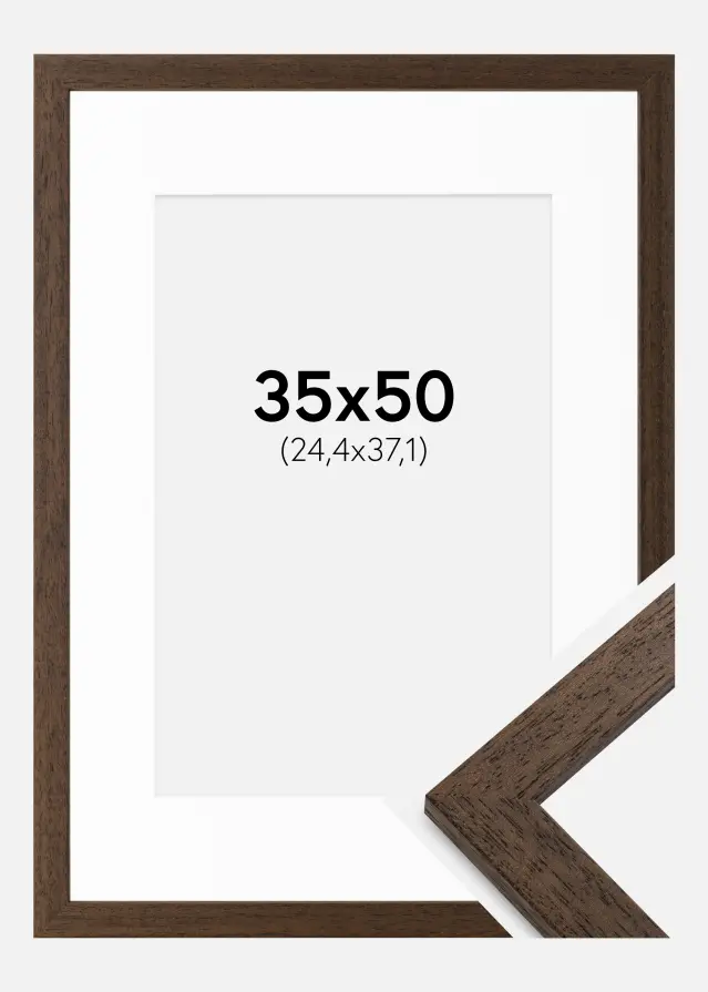 Okvir Brown Wood 35x50 cm - Paspartu Bijelo 10x15 inches