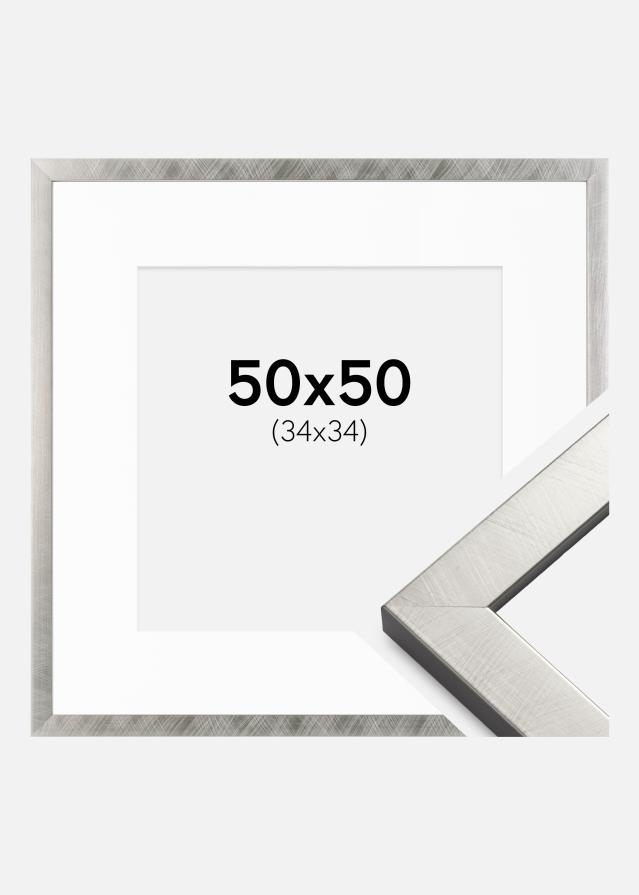 Okvir Uppsala Srebro 50x50 cm - Paspartu Bijelo 35x35 cm