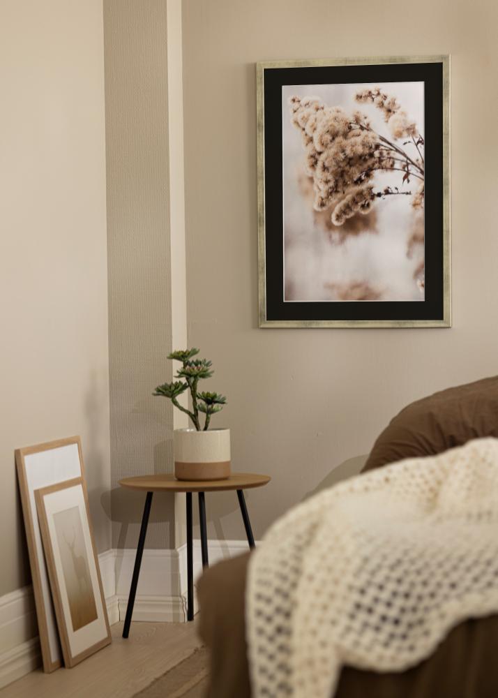 Okvir Profinjeni Srebro 18x24 cm - Paspartu Crno 13x18 cm