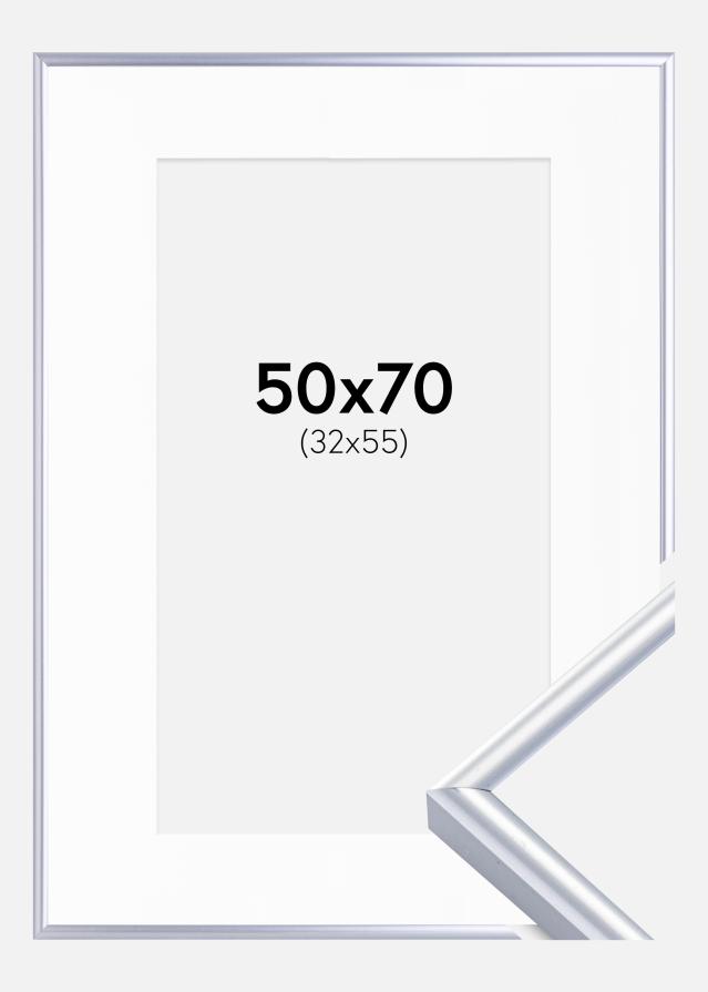 Okvir Victoria Srebro 50x70 cm - Paspartu Bijelo 33x56 cm