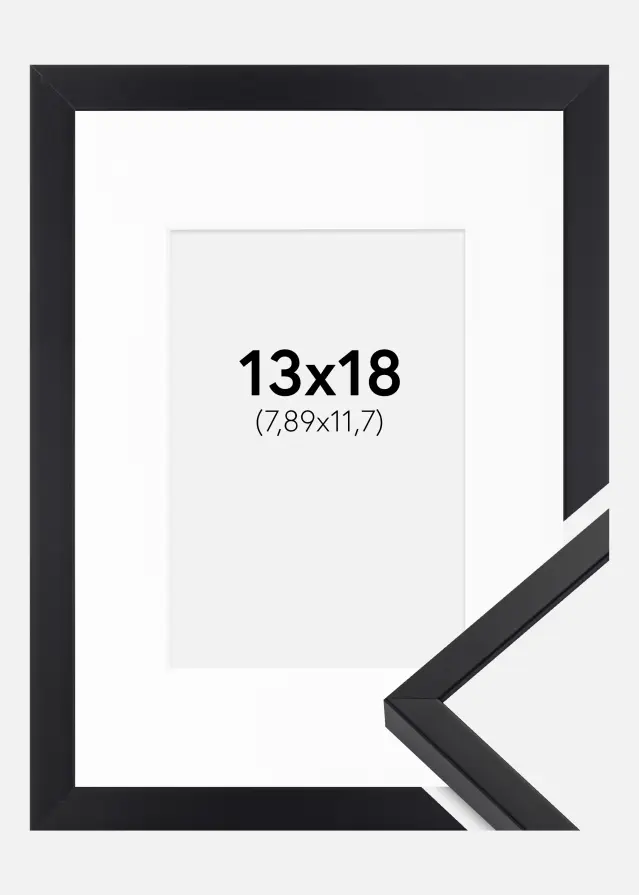 Okvir E-Line Crno 13x18 cm - Paspartu Bijelo 3,5x5 inches