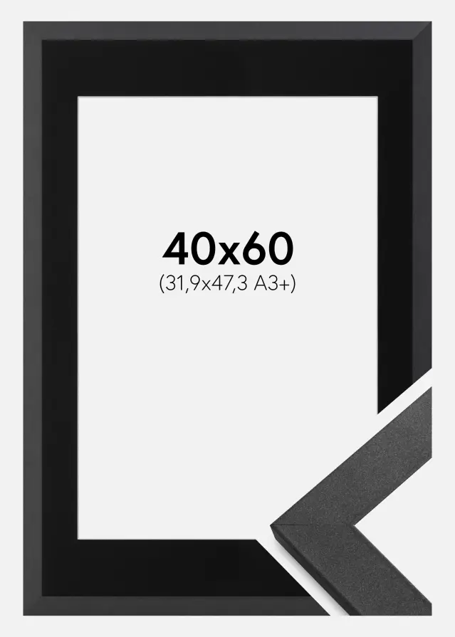 Okvir Graphite Wood 40x60 cm - Paspartu Crno 32,9x48,3 cm (A3+)