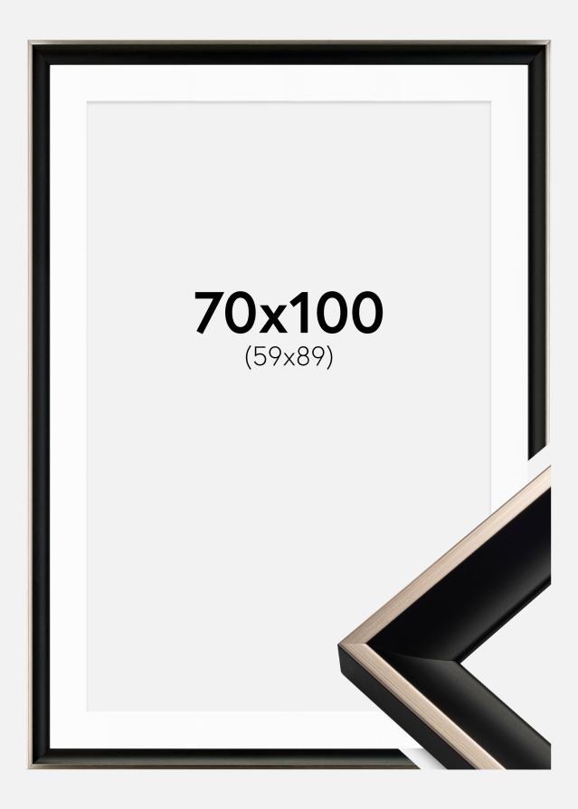 Okvir Öjaren Crno-Srebrno 70x100 cm - Paspartu Bijelo 60x90 cm