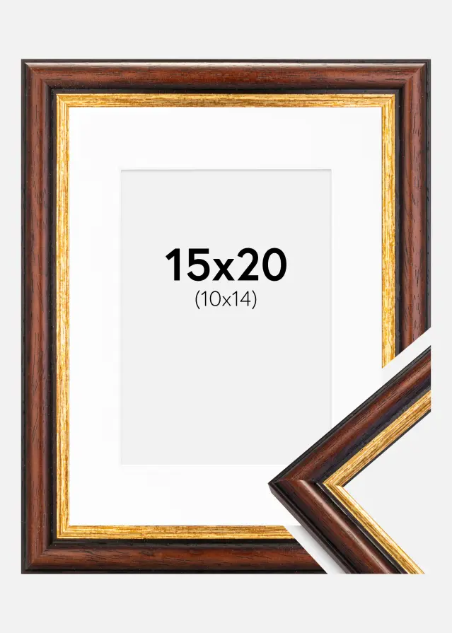 Okvir Siljan Smeđa 15x20 cm - Paspartu Bijelo 11x15 cm