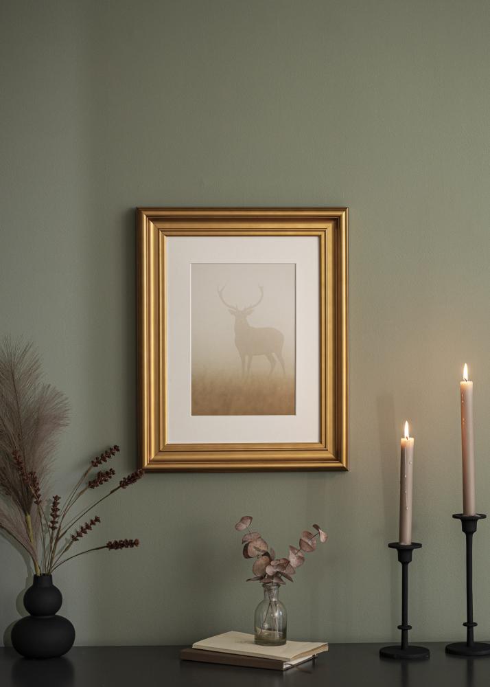 Okvir Mora Premium Zlato 40x50 cm - Paspartu Bijelo 29,7x42 cm (A3)