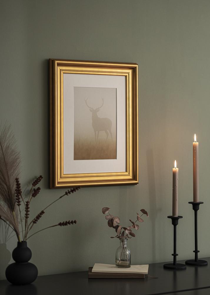 Okvir Mora Premium Zlato 40x50 cm - Paspartu Bijelo 29,7x42 cm (A3)