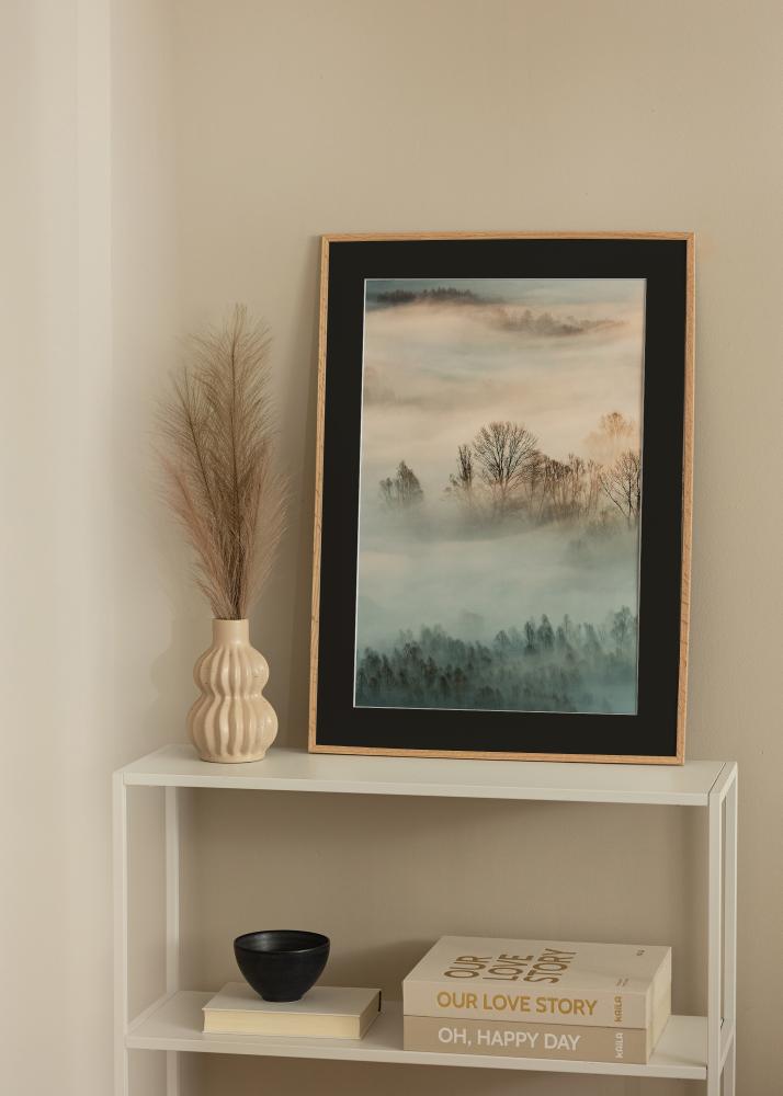 Okvir Tanak Hrast 40x50 cm - Paspartu Crno 12x16 inches