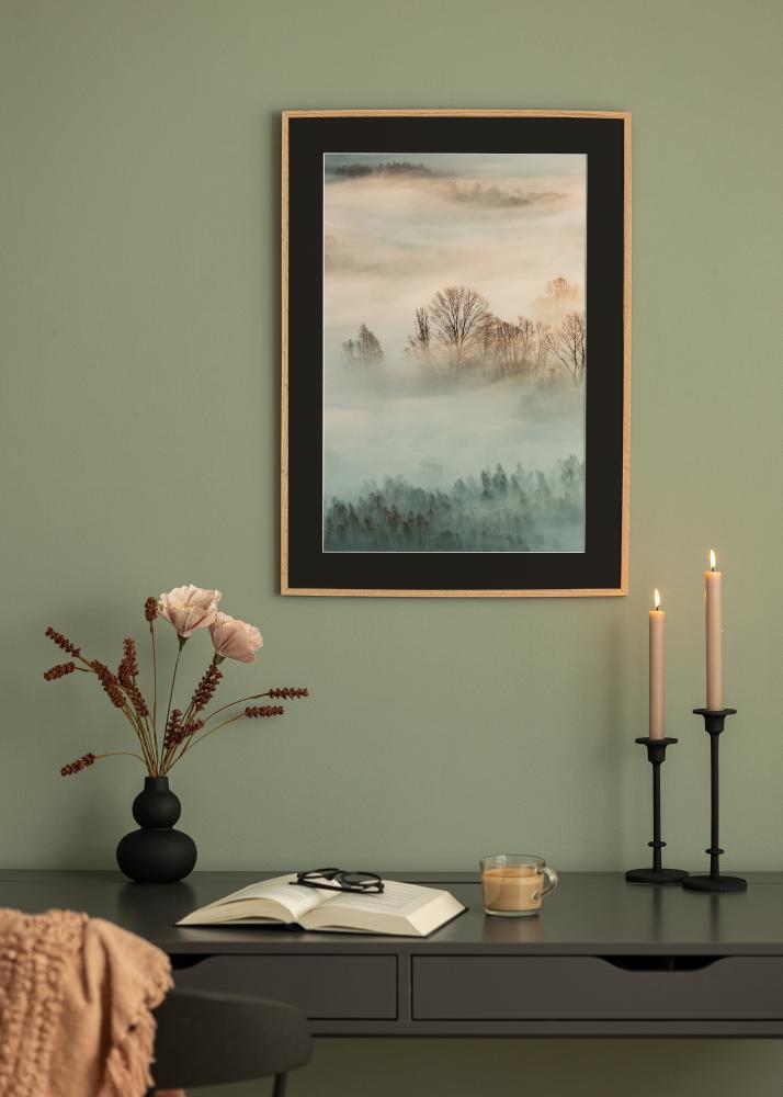 Okvir Tanak Hrast 40x50 cm - Paspartu Crno 12x16 inches