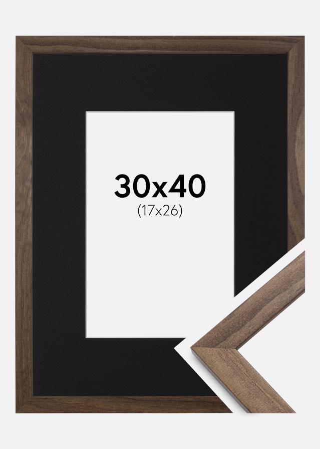 Okvir Profinjeni Orah 30x40 cm - Paspartu Crno 18x27 cm