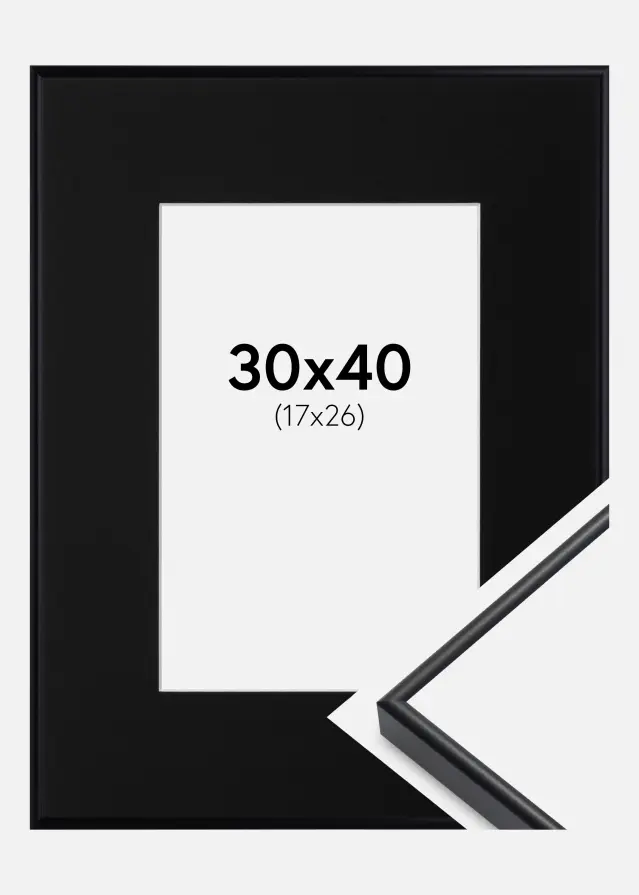 Okvir Visby Crno 30x40 cm - Paspartu Crno 18x27 cm