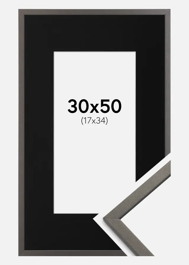 Okvir Edsbyn Grafit 30x50 cm - Paspartu Crno 18x35 cm