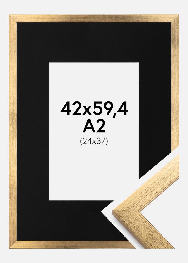 Okvir Profinjeni Zlato 42x59,4 cm (A2) - Paspartu Crno 25x38 cm
