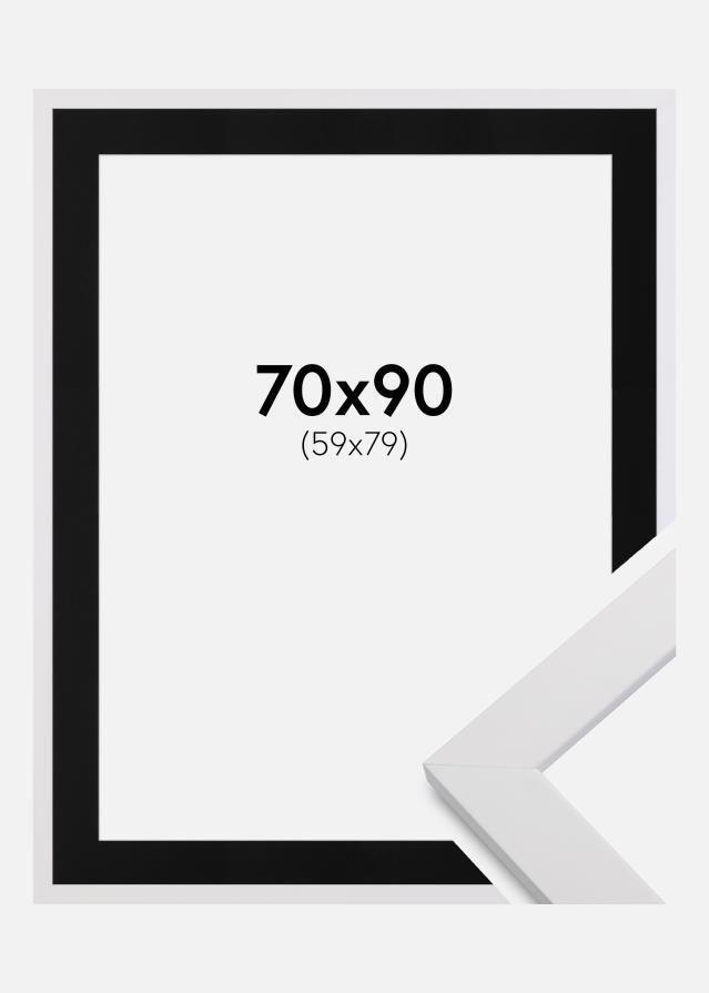 Okvir White Wood 70x90 cm - Paspartu Crno 60x80 cm