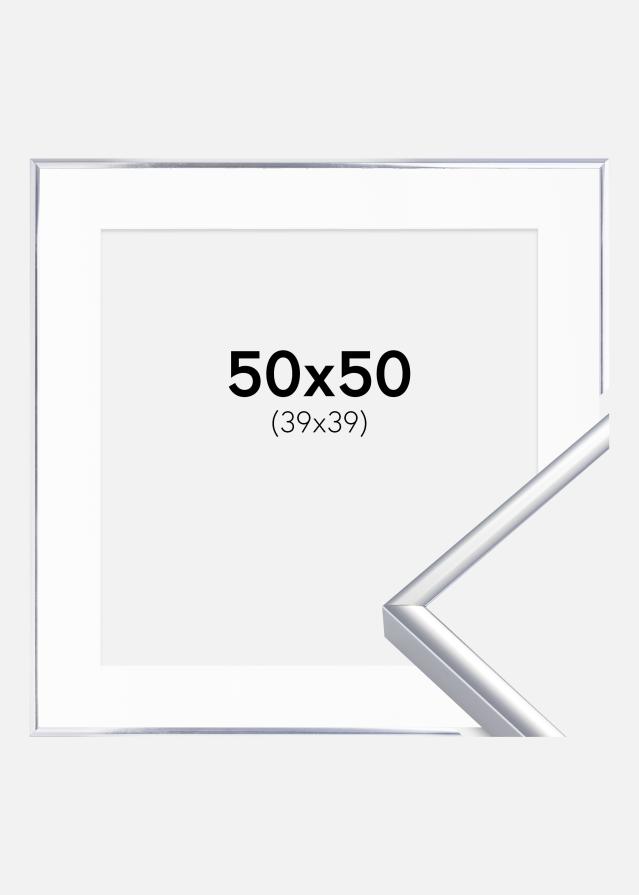 Okvir Aluminij Sjajna Siva 50x50 cm - Paspartu Bijelo 40x40 cm
