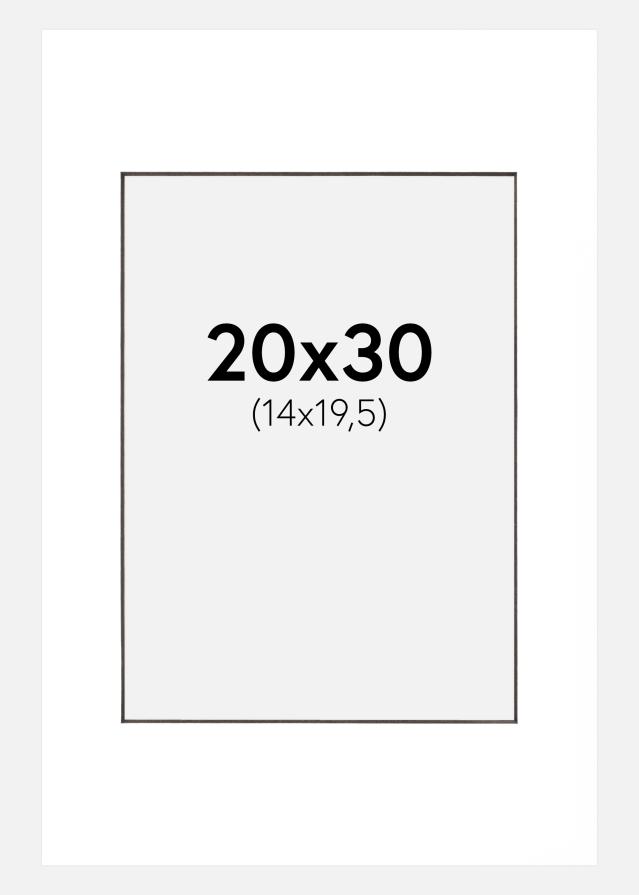 Paspartu Bijelo Crni unutarnji rub 20x30 cm (14x19,5 cm)