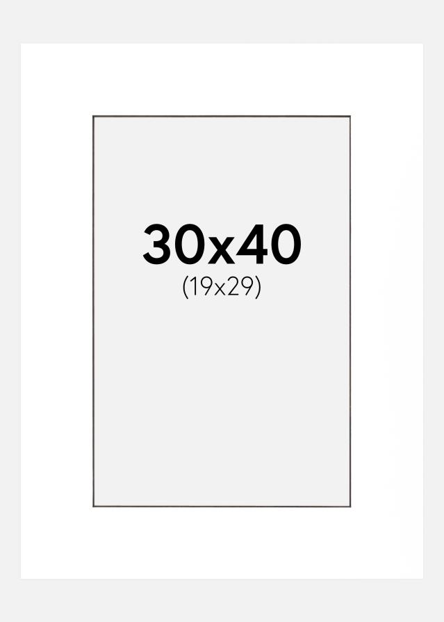 Paspartu Bijelo Crni unutarnji rub 30x40 cm (19x29 cm)