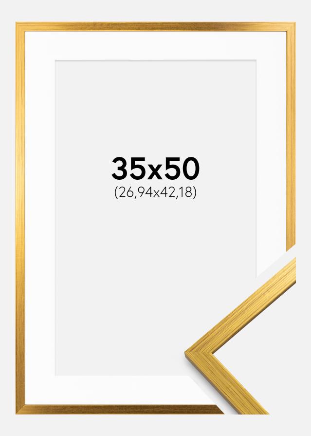 Okvir Edsbyn Zlato 35x50 cm - Paspartu Bijelo 11x17 inches