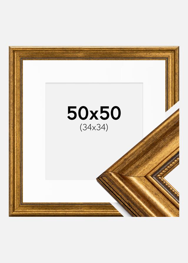Okvir Rokoko Zlato 50x50 cm - Paspartu Bijelo 35x35 cm