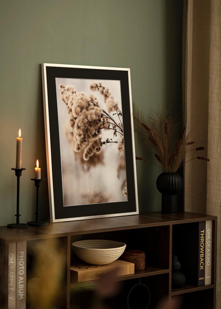 Okvir E-Line Bijelo 30x40 cm - Paspartu Crno 21x29,7 cm (A4)