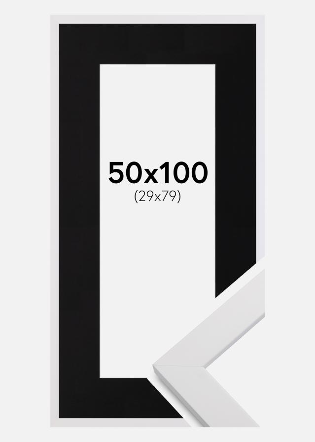 Okvir White Wood 50x100 cm - Paspartu Crno 30x80 cm