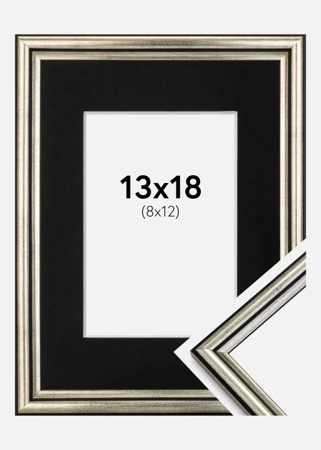 Okvir Horndal Srebro 13x18 cm - Paspartu Crno 9x13 cm
