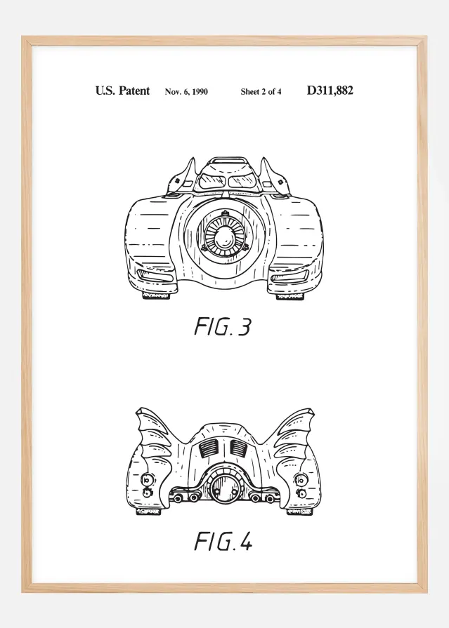 Patentni crtež - Batman - Batmobile 1990 II Plakat