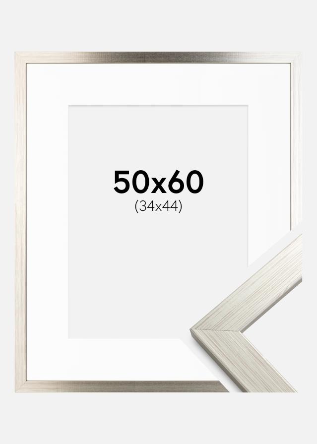 Okvir Srebro Wood 50x60 cm - Paspartu Bijelo 35x45 cm