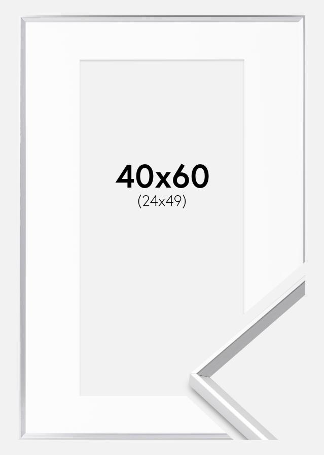 Okvir Desire Srebro 40x60 cm - Paspartu Bijelo 25x50 cm