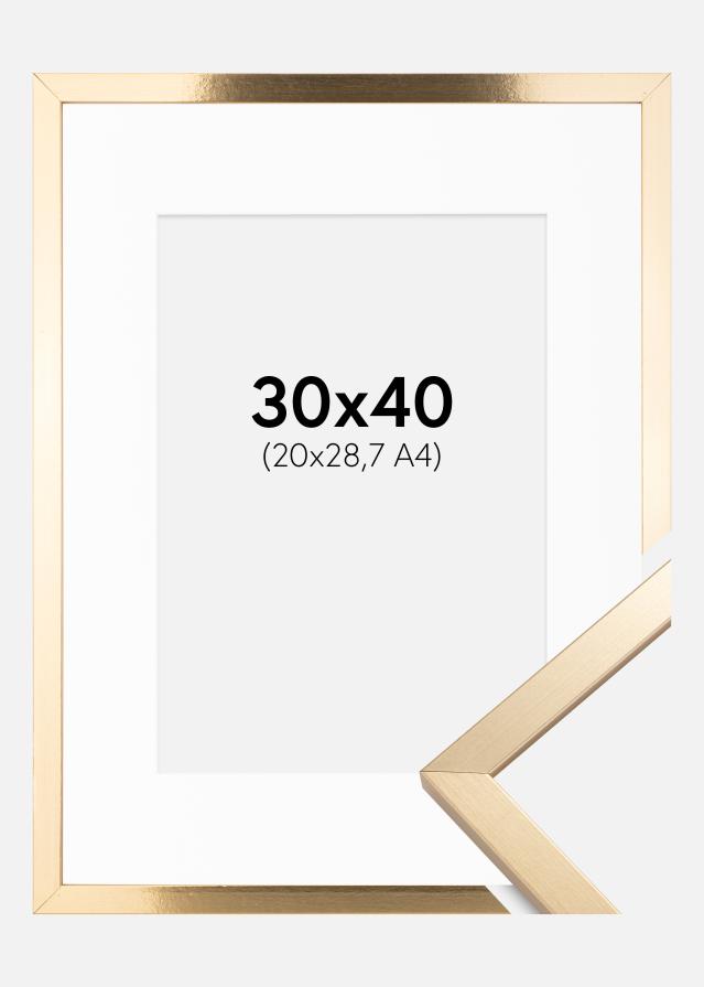 Okvir Trendy Zlato 30x40 cm - Paspartu Bijelo 21x29,7 cm (A4)