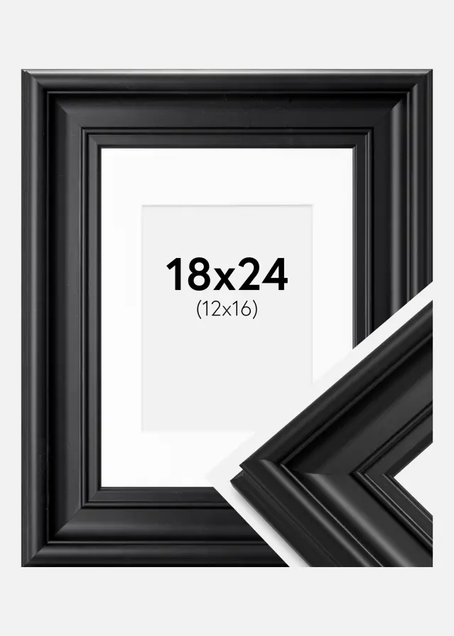 Okvir Mora Premium Crno 18x24 cm - Paspartu Bijelo 13x17 cm