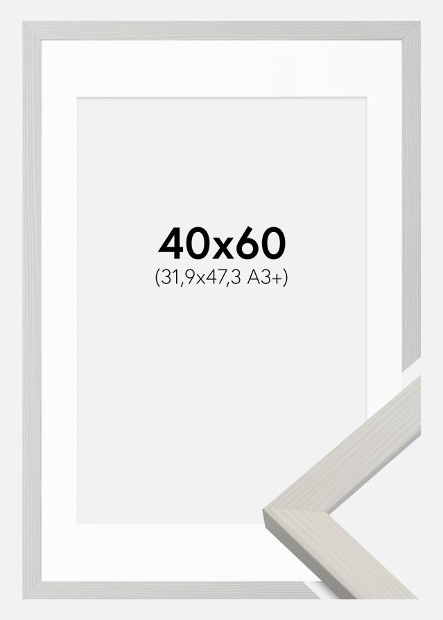 Okvir Fiorito Bijelo 40x60 cm - Paspartu Bijelo 32,9x48,3 cm (A3+)