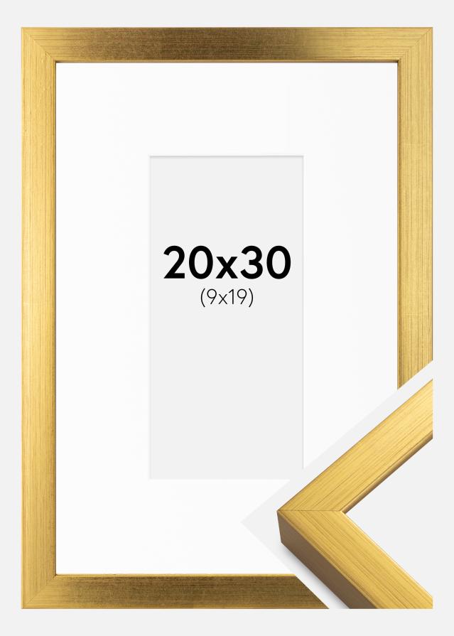 Okvir Falun Zlato 20x30 cm - Paspartu Bijelo 10x20 cm