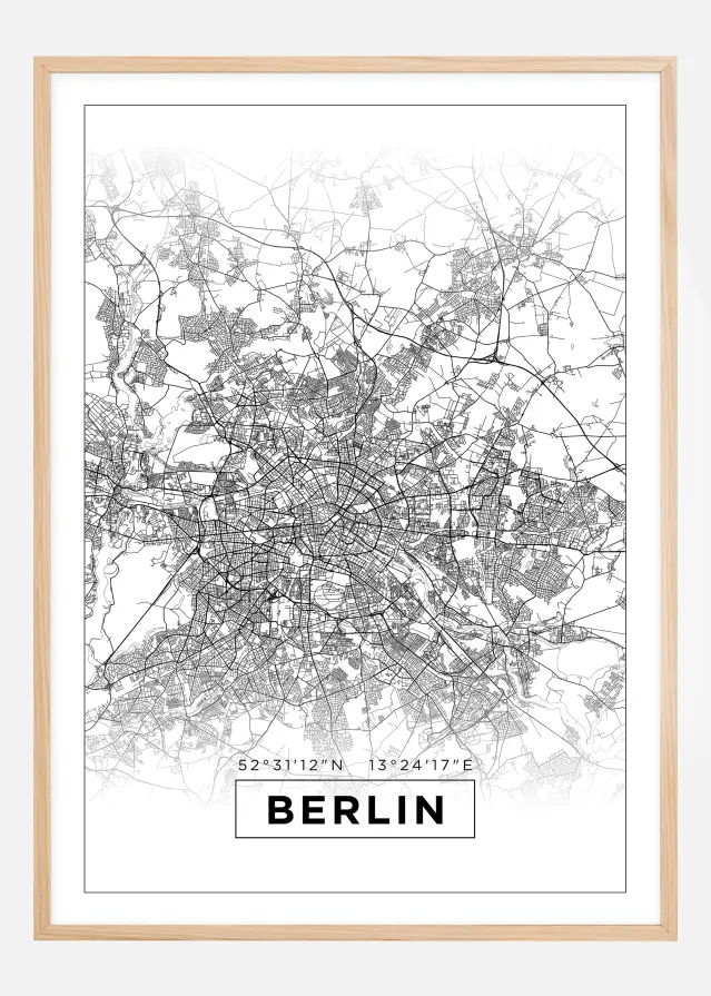 Karta - Berlin - Bijelo Plakat
