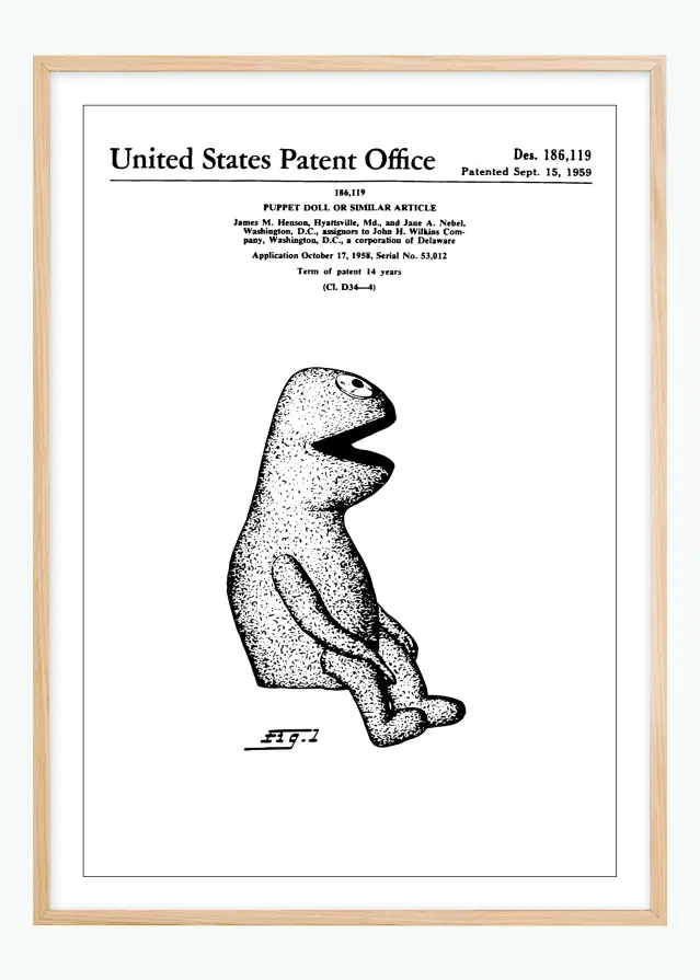 Patentni crtež - lutke iz Muppet Showa - Kermit u Plakat