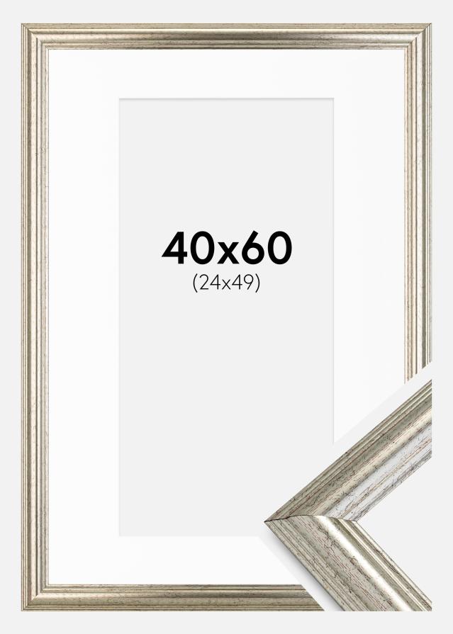 Okvir Västkusten Srebro 40x60 cm - Paspartu Bijelo 25x50 cm