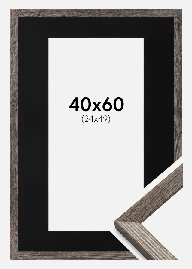 Okvir Fiorito Orah 40x60 cm - Paspartu Crno 25x50 cm