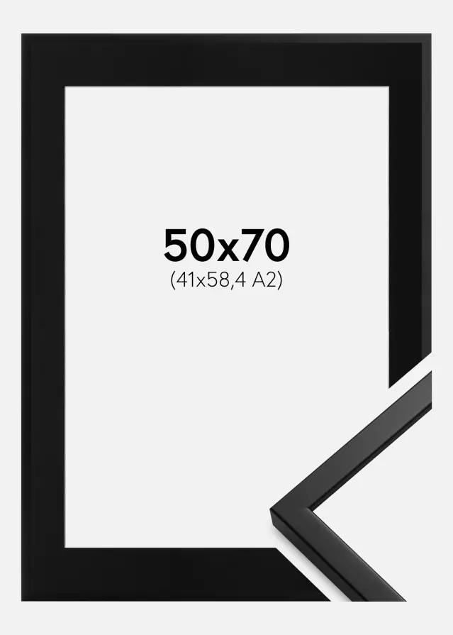 Okvir Oslo Crno 50x70 cm - Paspartu Crno 42x59,4 cm (A2)