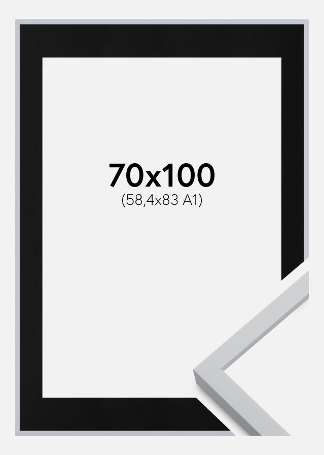 Okvir Oslo Bijelo 70x100 cm - Paspartu Crno 59,4x84 cm (A1)