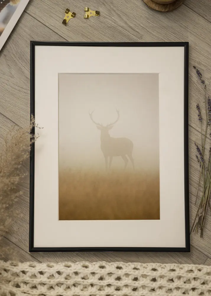 Okvir Scandi Crno 50x60 cm - Paspartu Bijelo 15x20 inches