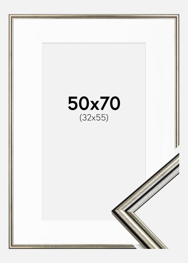 Okvir Horndal Srebro 50x70 cm - Paspartu Bijelo 33x56 cm
