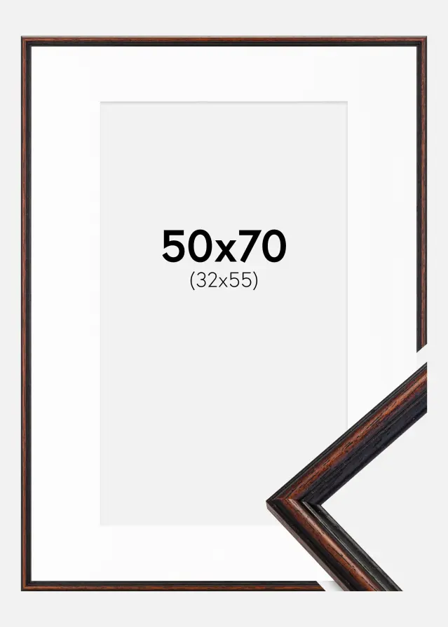 Okvir Horndal Orah 50x70 cm - Paspartu Bijelo 33x56 cm