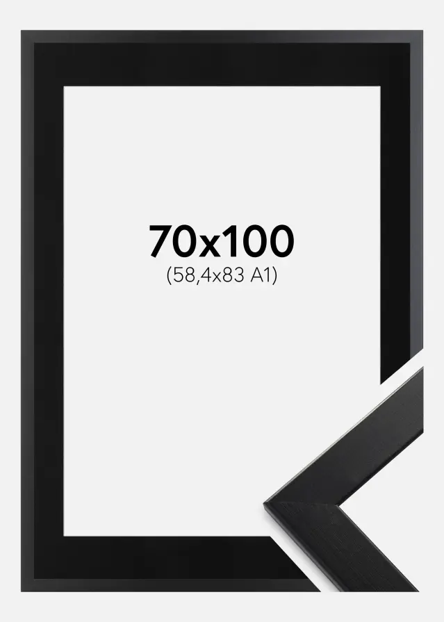 Okvir Trendline Crno 70x100 cm - Paspartu Crno 59,4x84 cm (A1)