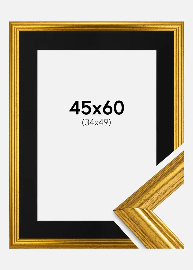 Okvir Västkusten Zlato 45x60 cm - Paspartu Crno 35x50 cm